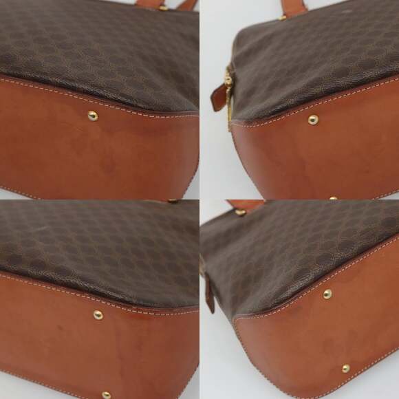 CELINE Macadam Canvas Hand Bag Pvc Leather Gold Brown - Picture 10 of 13